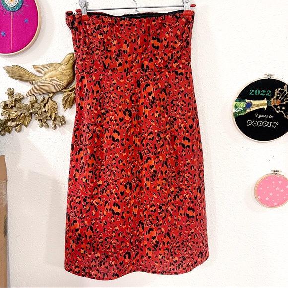 The Limited Orange Animal Print Strapless Cocktail Dress Womens Size 2 NWT $89 - Picture 2 of 8